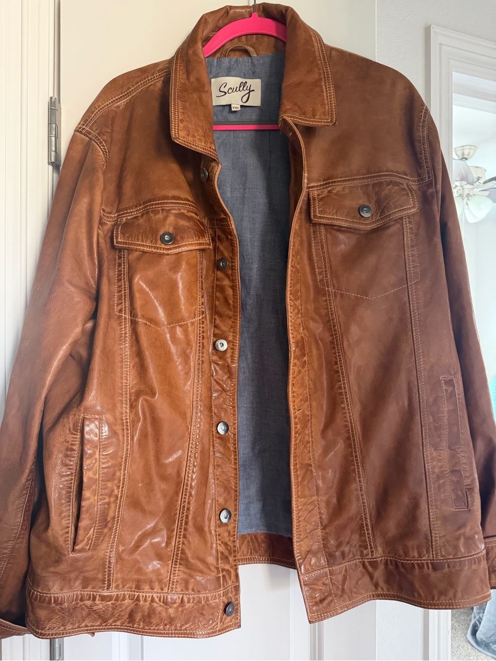 Scully Men's Brown Leather Jacket XXL